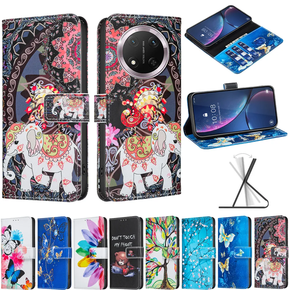 For Honor X9C Color Painted Side Flip Scratch Resistant PU Leather Wallet Phone Case