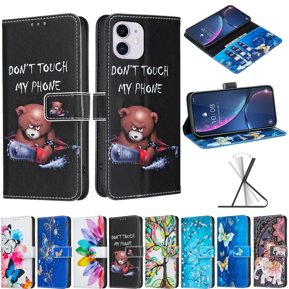 For iPhone 11 Color Painted Side Flip Scratch Resistant PU Leather Wallet Phone Case