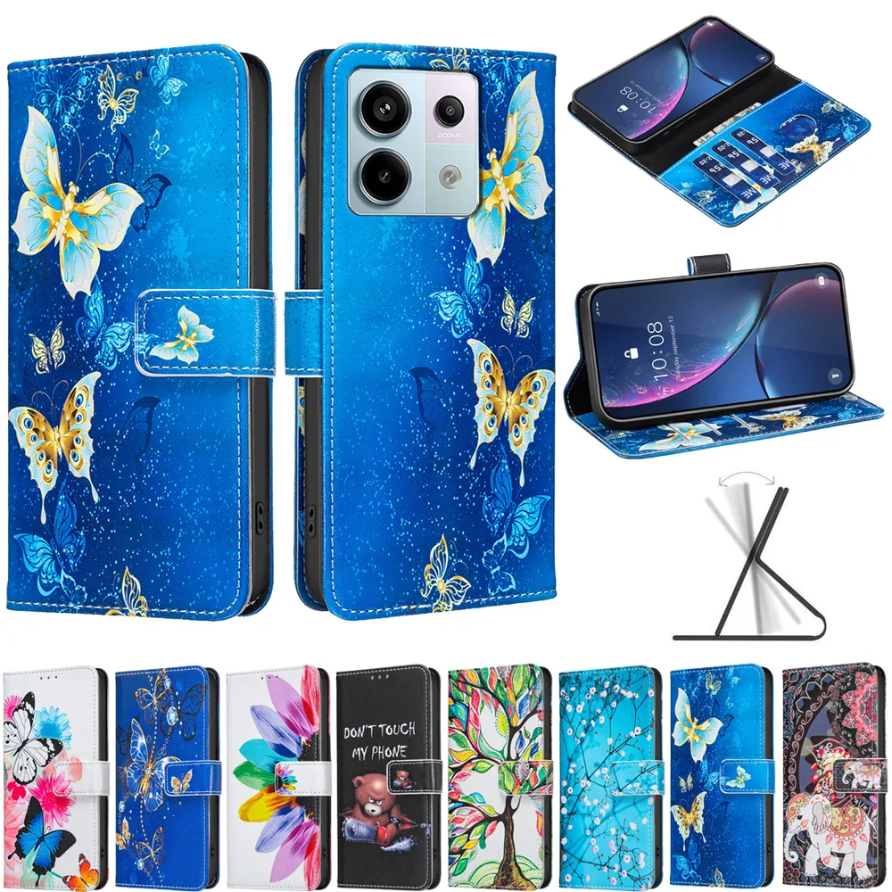 For Xiaomi Redmi Note 13 Pro 5G Color Painted Side Flip Scratch Resistant PU Leather Wallet Phone Case