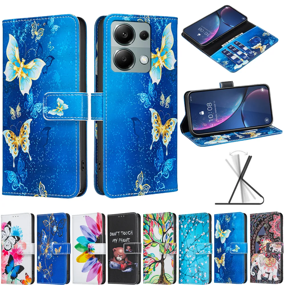 For Xiaomi Redmi Note 13 Pro 4G Color Painted Side Flip Scratch Resistant PU Leather Wallet Phone Case