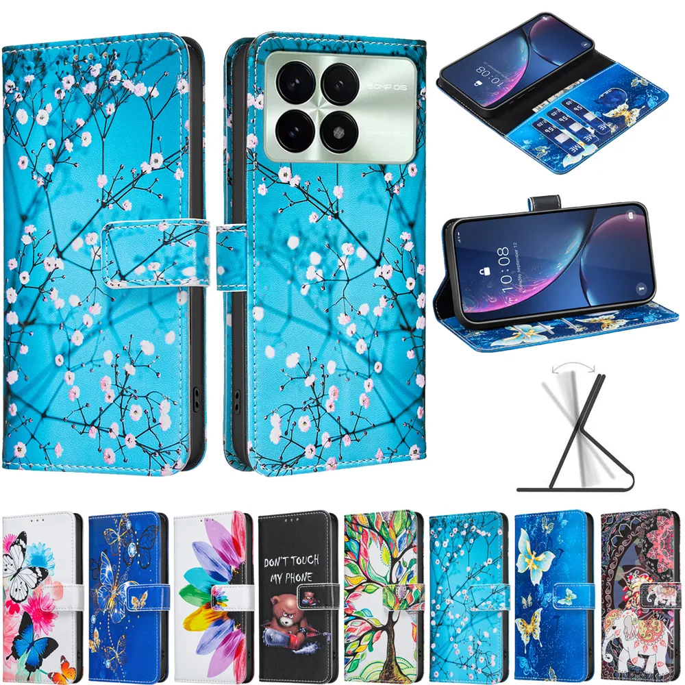 For Xiaomi POCO F6 Pro 5G Color Painted Side Flip Scratch Resistant PU Leather Wallet Phone Case