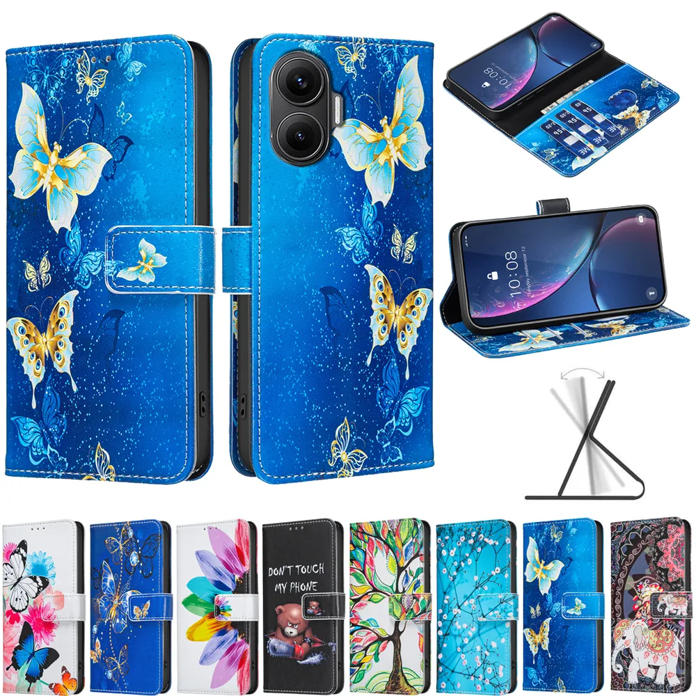 For Xiaomi Redmi Turbo 4 5G/Xiaomi Poco X7 Pro Color Painted Side Flip Scratch Resistant PU Leather Wallet Phone Case