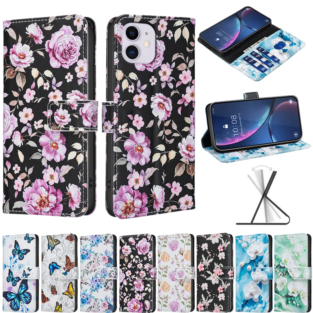 For iPhone 11 Color Painted Side Flip Scratch Resistant PU Leather Wallet Phone Case