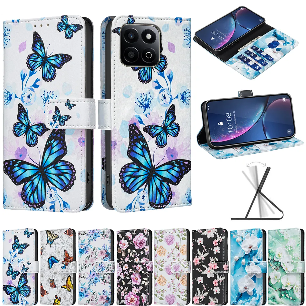 For Honor 200 Smart 5G Color Painted Side Flip Scratch Resistant PU Leather Wallet Phone Case