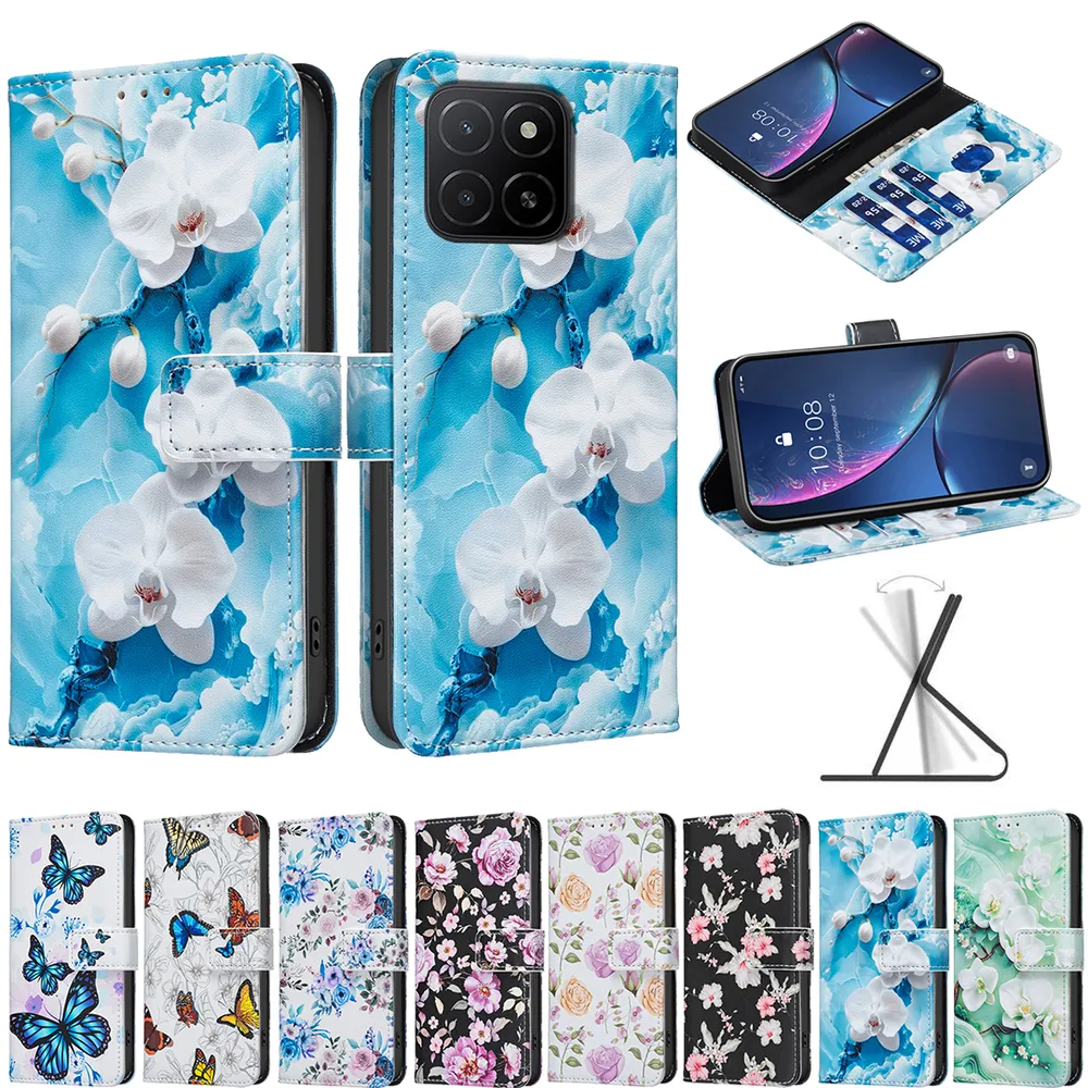 For Honor X5B Color Painted Side Flip Scratch Resistant PU Leather Wallet Phone Case