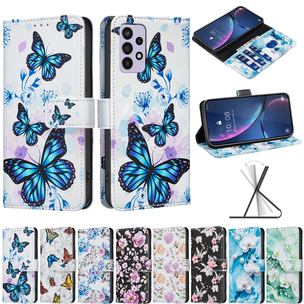 For Samsung Galaxy A52S 5G Color Painted Side Flip Scratch Resistant PU Leather Wallet Phone Case