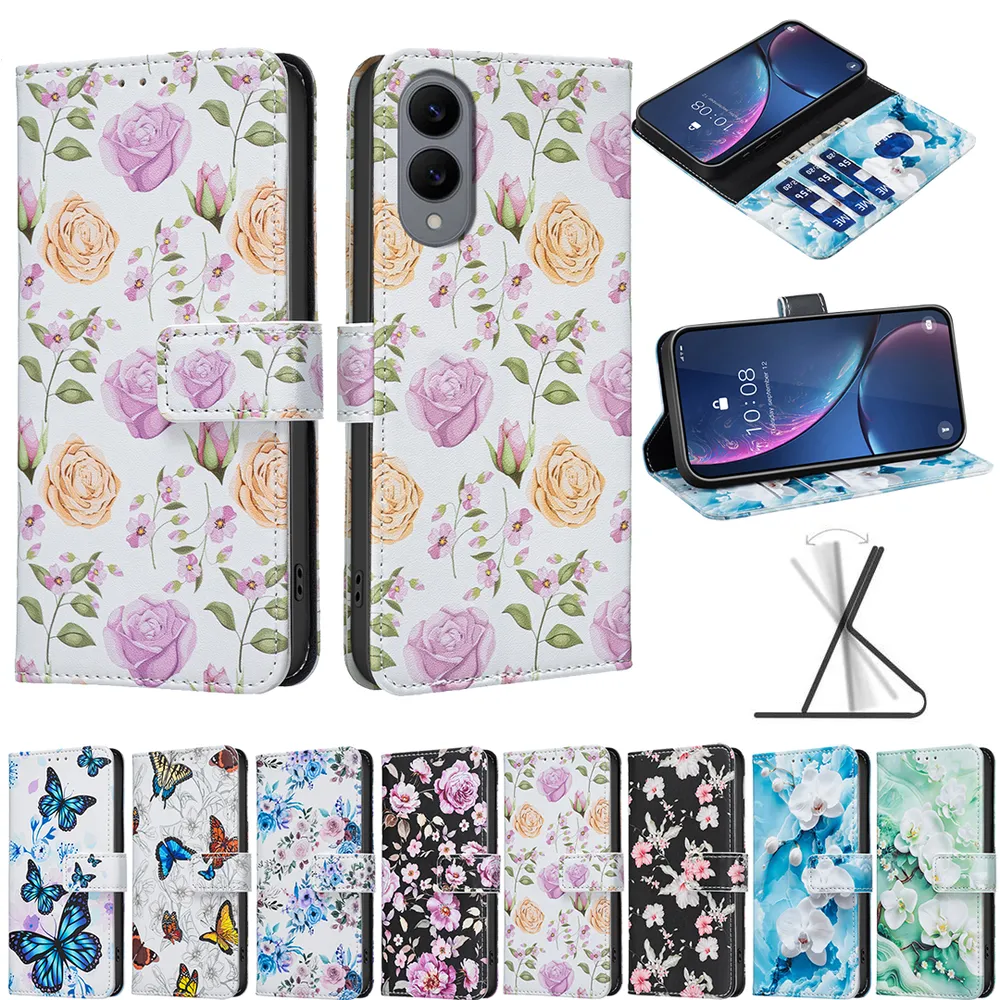 For Samsung Galaxy S25 Edge Color Painted Side Flip Scratch Resistant PU Leather Wallet Phone Case