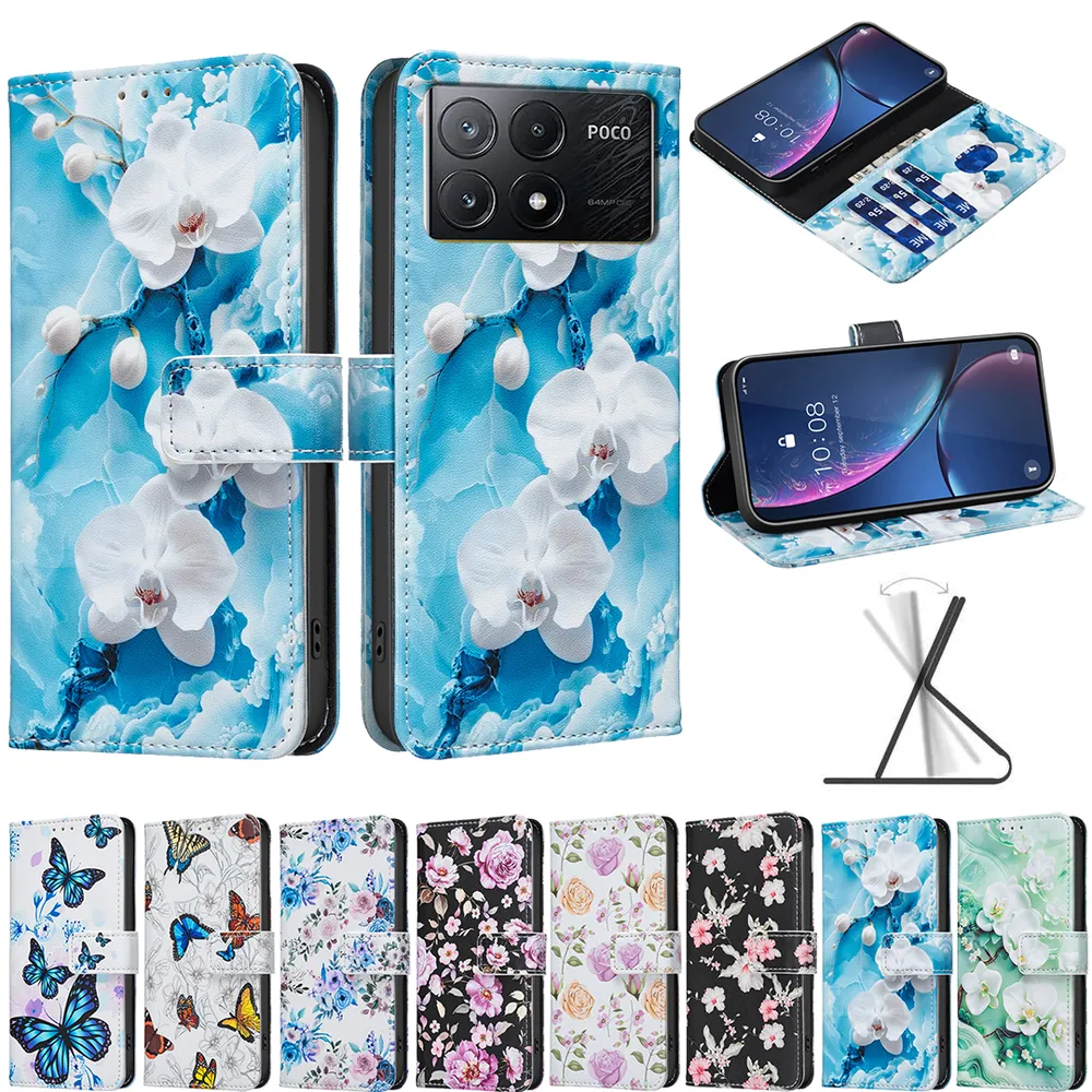 For Xiaomi Redmi K70E Color Painted Side Flip Scratch Resistant PU Leather Wallet Phone Case