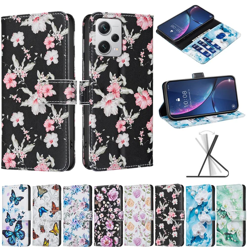 For Xiaomi Redmi Note 12 Pro Plus Color Painted Side Flip Scratch Resistant PU Leather Wallet Phone Case