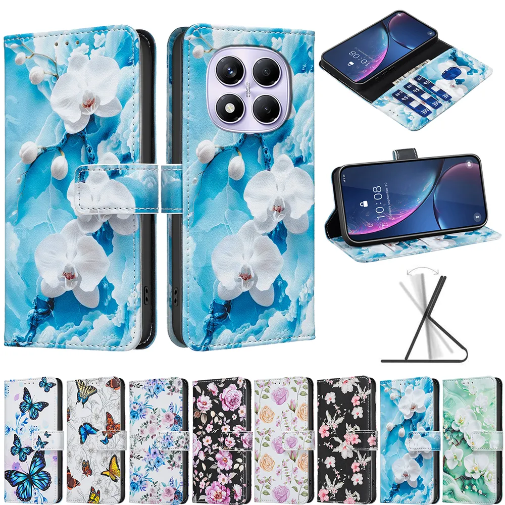 For Xiaomi Redmi Note 14 Pro 4G Color Painted Side Flip Scratch Resistant PU Leather Wallet Phone Case