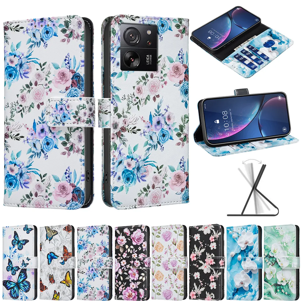 For Xiaomi 13T Color Painted Side Flip Scratch Resistant PU Leather Wallet Phone Case