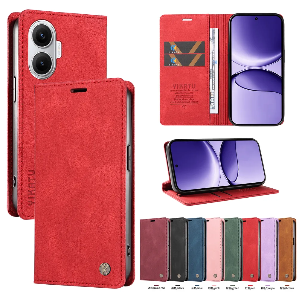 YIKATU YK-004 For Xiaomi Redmi Turbo 4 Pro 5G Magnetic Case Skin-touch Leather Stand Wallet Phone Cover 