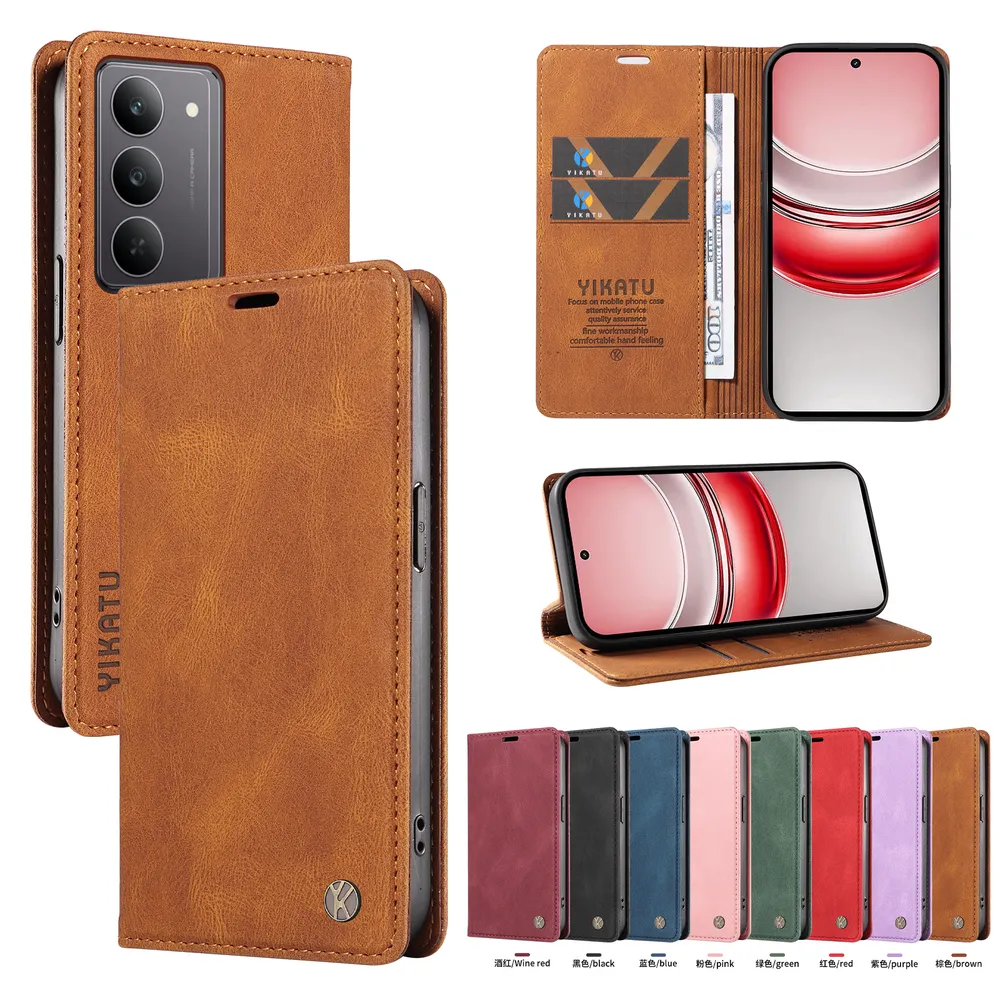YIKATU YK-004 For OPPO Realme C75 4G Magnetic Case Skin-touch Leather Stand Wallet Phone Cover 
