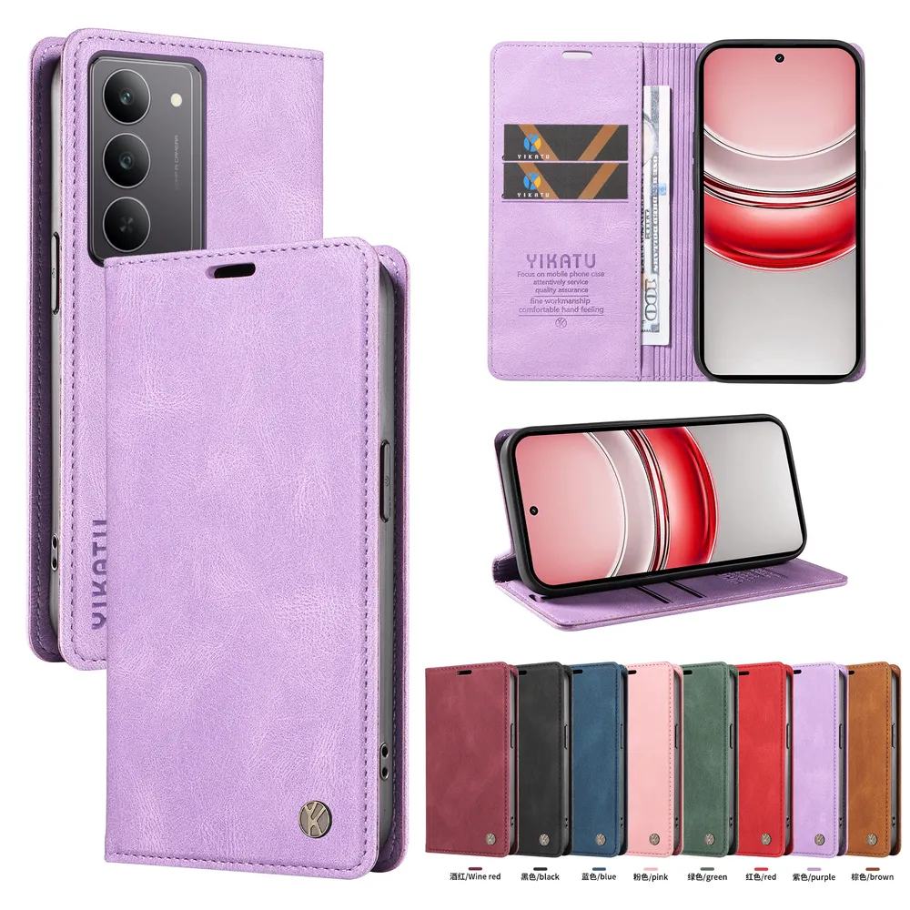 YIKATU YK-004 For OPPO Realme C71 Magnetic Case Skin-touch Leather Stand Wallet Phone Cover 