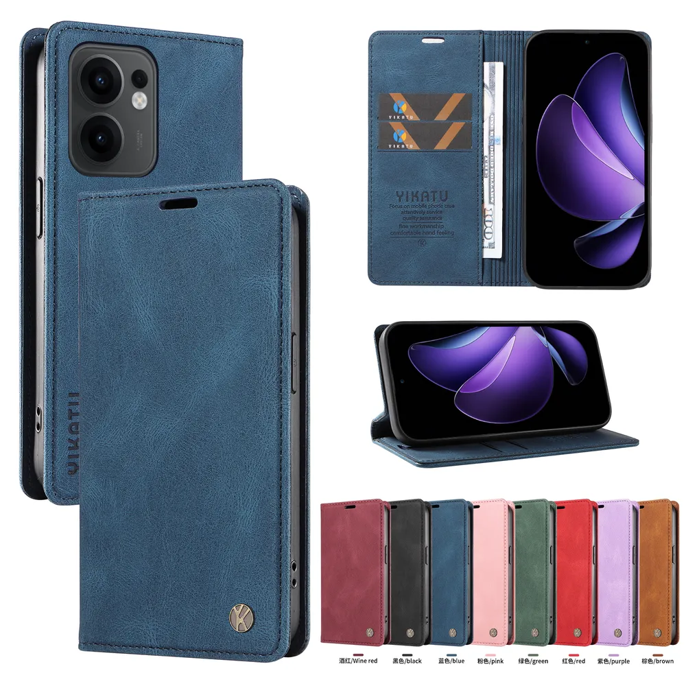 YIKATU YK-004 For OPPO Reno 13F Magnetic Case Skin-touch Leather Stand Wallet Phone Cover 