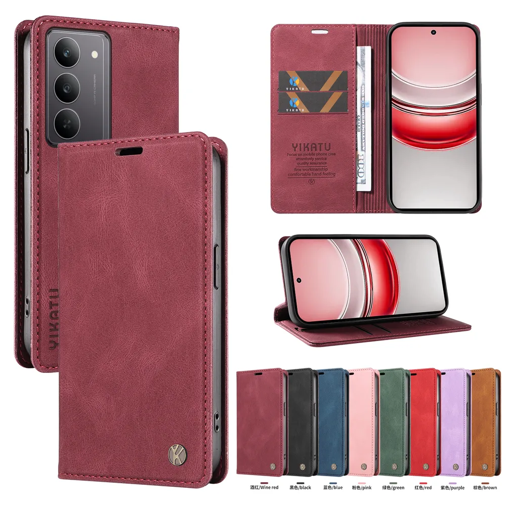 YIKATU YK-004 For OPPO Realme V60 Pro Magnetic Case Skin-touch Leather Stand Wallet Phone Cover 