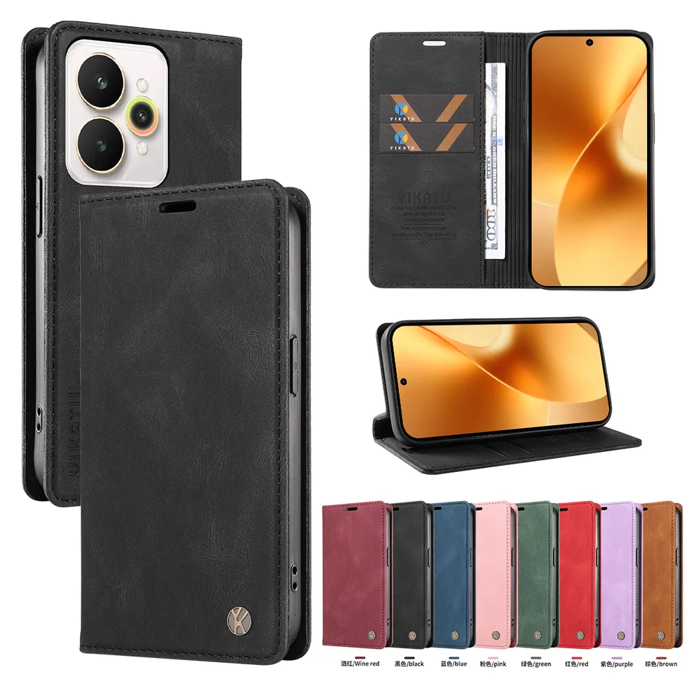 YIKATU YK-004 For OPPO Realme 15 5G Magnetic Case Skin-touch Leather Stand Wallet Phone Cover 
