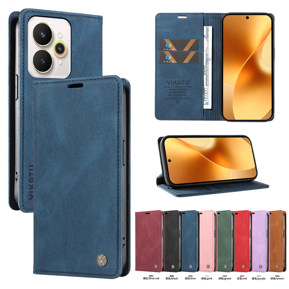 YIKATU YK-004 For OPPO Realme 15 Pro 5G Magnetic Case Skin-touch Leather Stand Wallet Phone Cover 