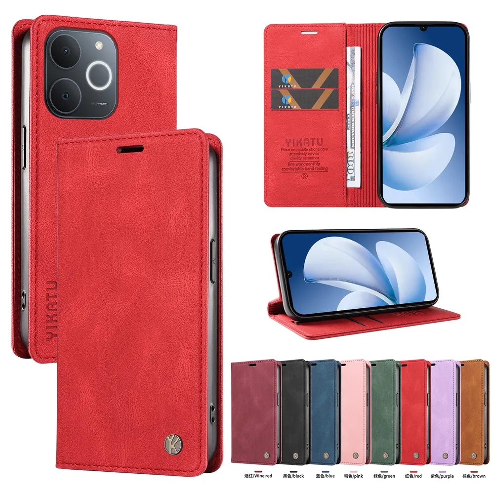 YIKATU YK-004 For OPPO Realme Note 70T / Note 70 Magnetic Case Skin-touch Leather Stand Wallet Phone Cover 