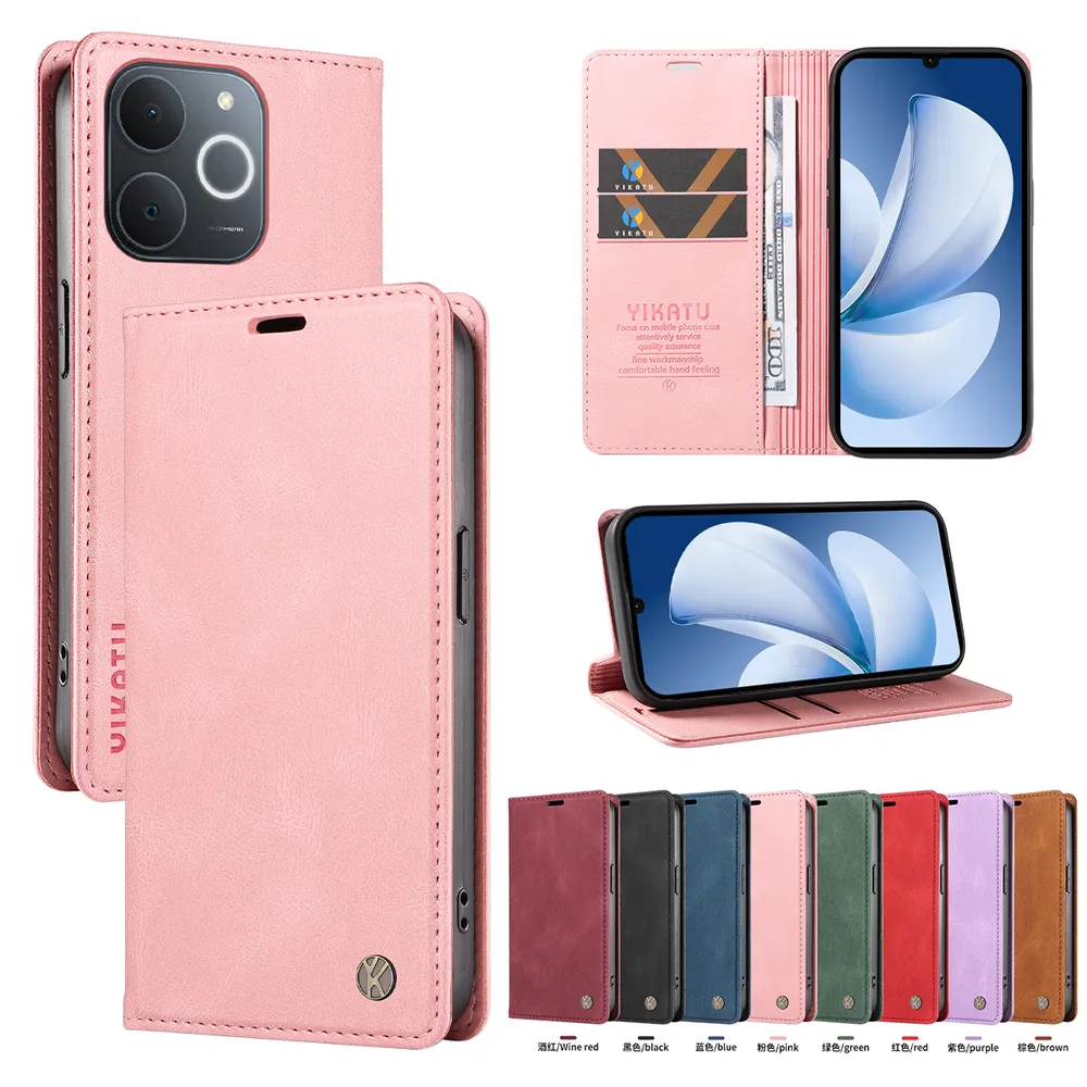 YIKATU YK-004 For OPPO Realme C71 4G Magnetic Case Skin-touch Leather Stand Wallet Phone Cover 