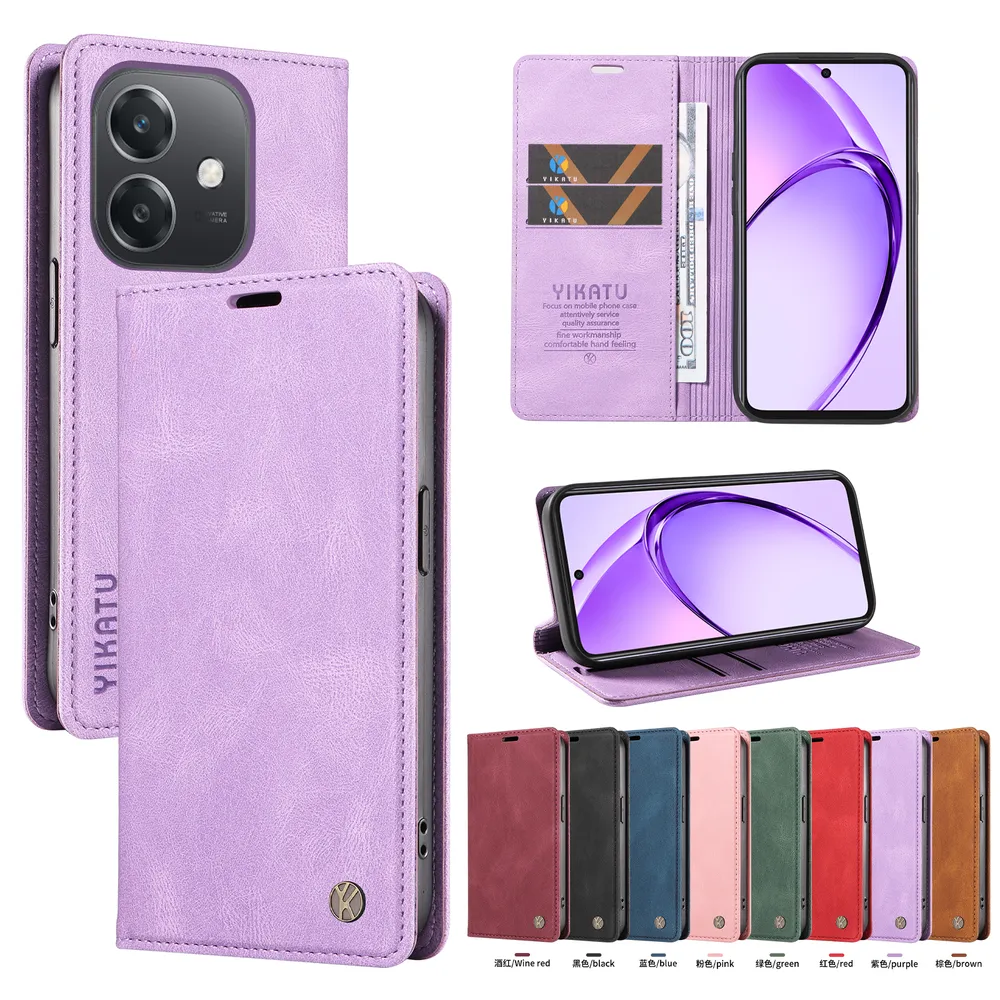 YIKATU YK-004 For OPPO A60 5G Magnetic Case Skin-touch Leather Stand Wallet Phone Cover 