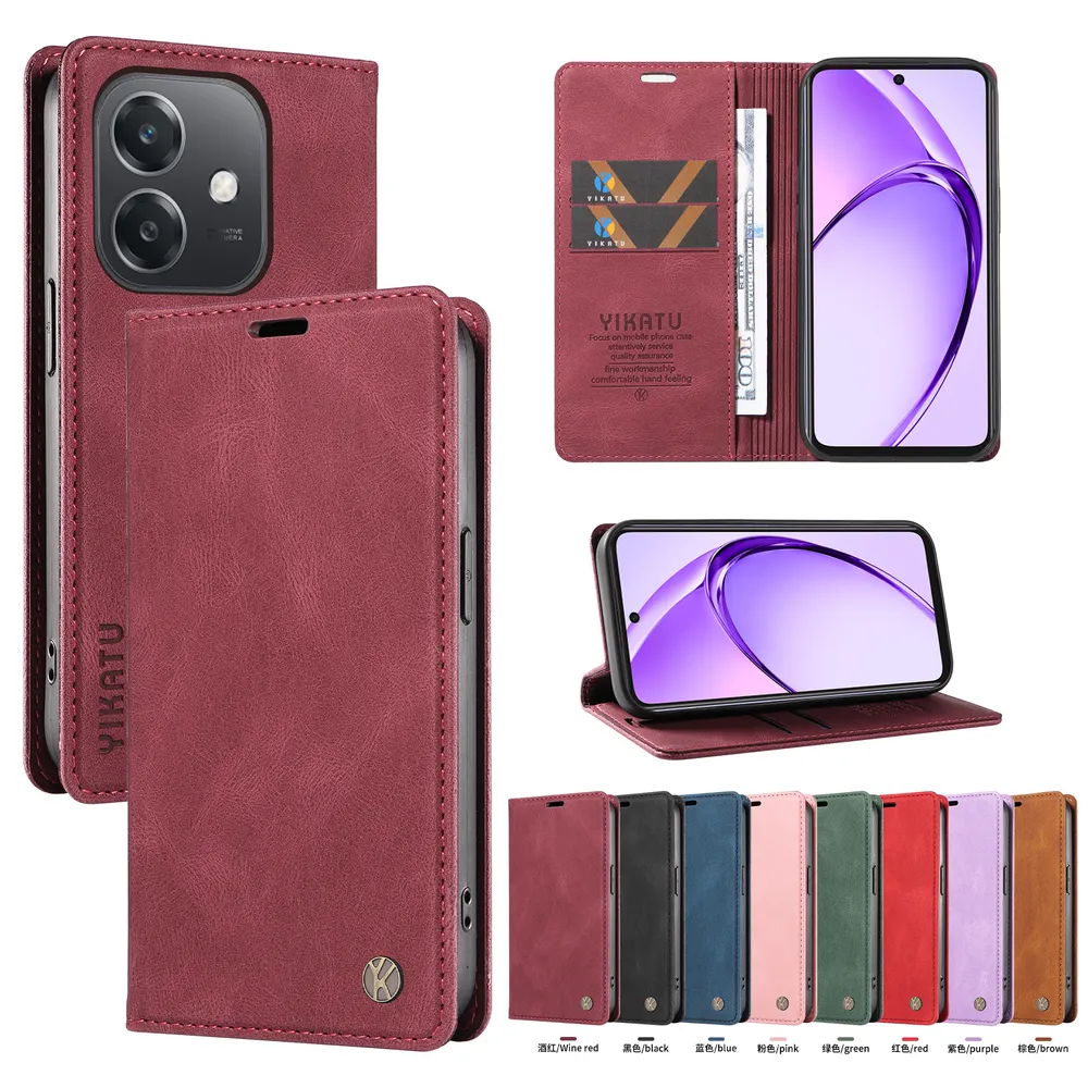 YIKATU YK-004 For OPPO A3 Magnetic Case Skin-touch Leather Stand Wallet Phone Cover 