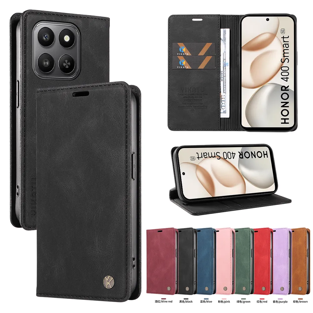 YIKATU YK-004 For Honor 400 smart Magnetic Case Skin-touch Leather Stand Wallet Phone Cover 
