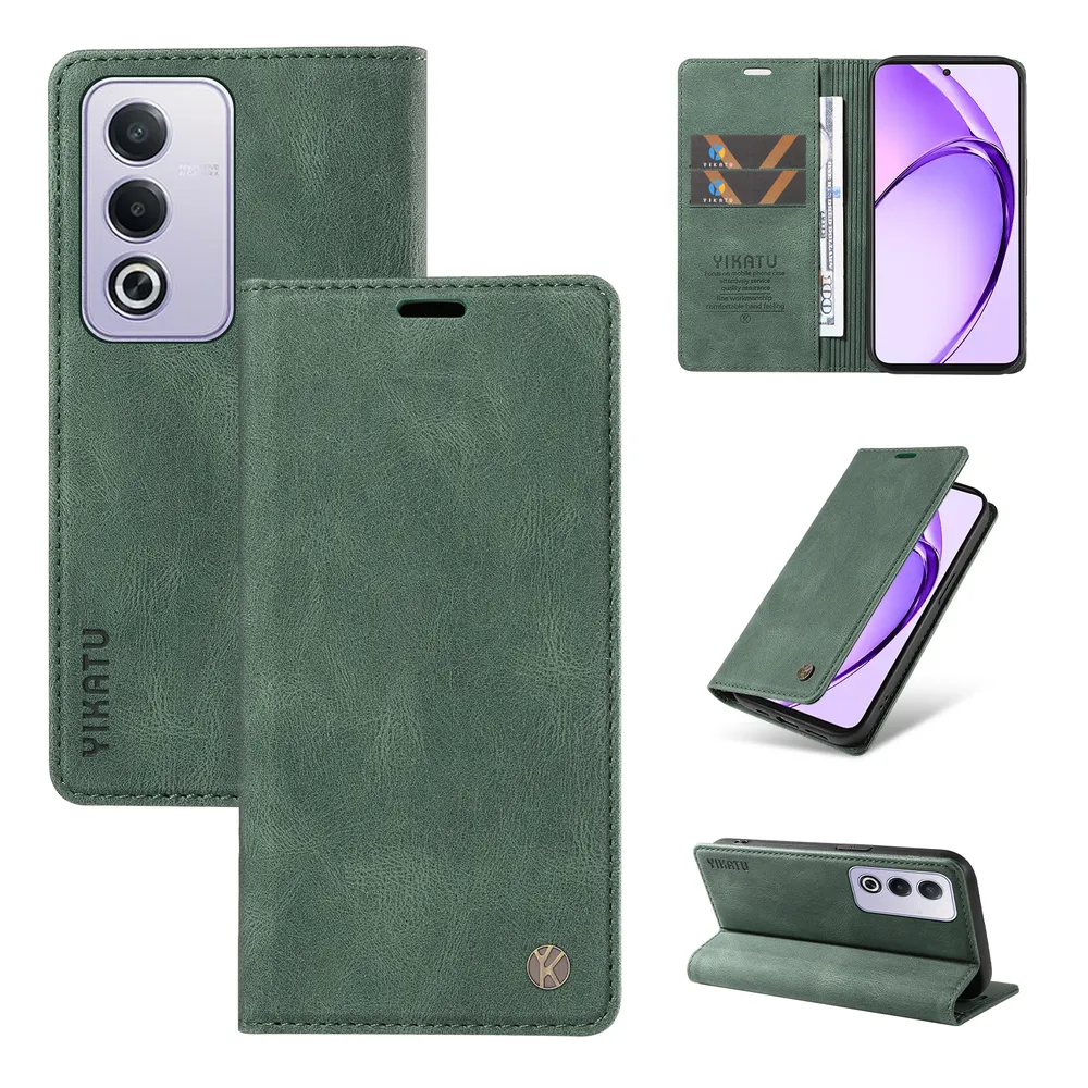 YIKATU YK-004 For OPPO A5 Magnetic Case Skin-touch Leather Stand Wallet Phone Cover 