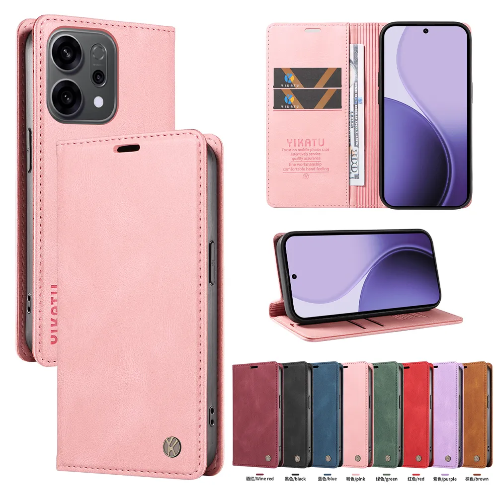 YIKATU YK-004 For OPPO Reno 14 F 5G Magnetic Case Skin-touch Leather Stand Wallet Phone Cover 