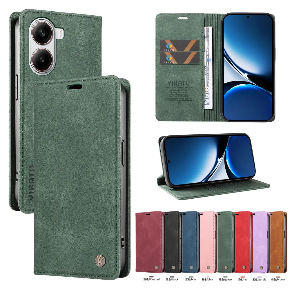 YIKATU YK-004 For Xiaomi Poco X7 Pro 5G Magnetic Case Skin-touch Leather Stand Wallet Phone Cover 