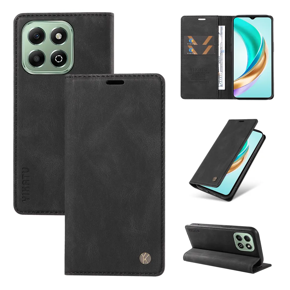YIKATU YK-004 For Honor X5B Plus Magnetic Case Skin-touch Leather Stand Wallet Phone Cover 