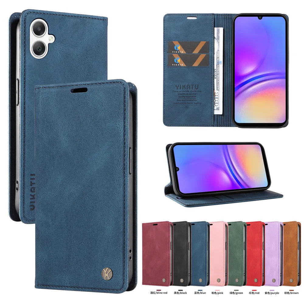 YIKATU YK-004 For Samsung Galaxy A06 Magnetic Case Skin-touch Leather Stand Wallet Phone Cover 