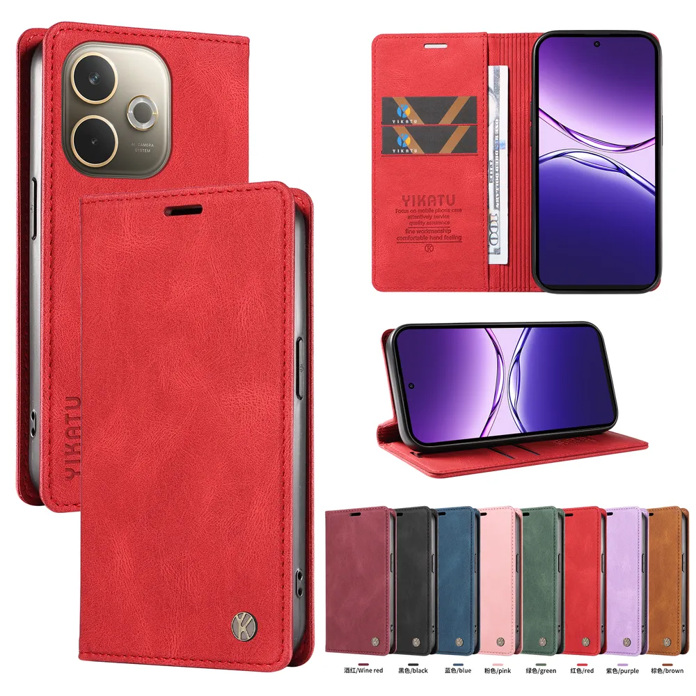 YIKATU YK-004 For OPPO A5 Pro 5G Magnetic Case Skin-touch Leather Stand Wallet Phone Cover 