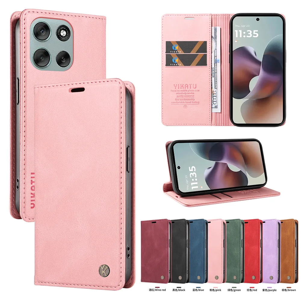 YIKATU YK-004 For Motorola Moto G56 Magnetic Case Skin-touch Leather Stand Wallet Phone Cover 