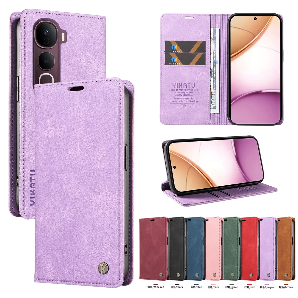 YIKATU YK-004 For VIVO Y400 Pro 5G Magnetic Case Skin-touch Leather Stand Wallet Phone Cover 