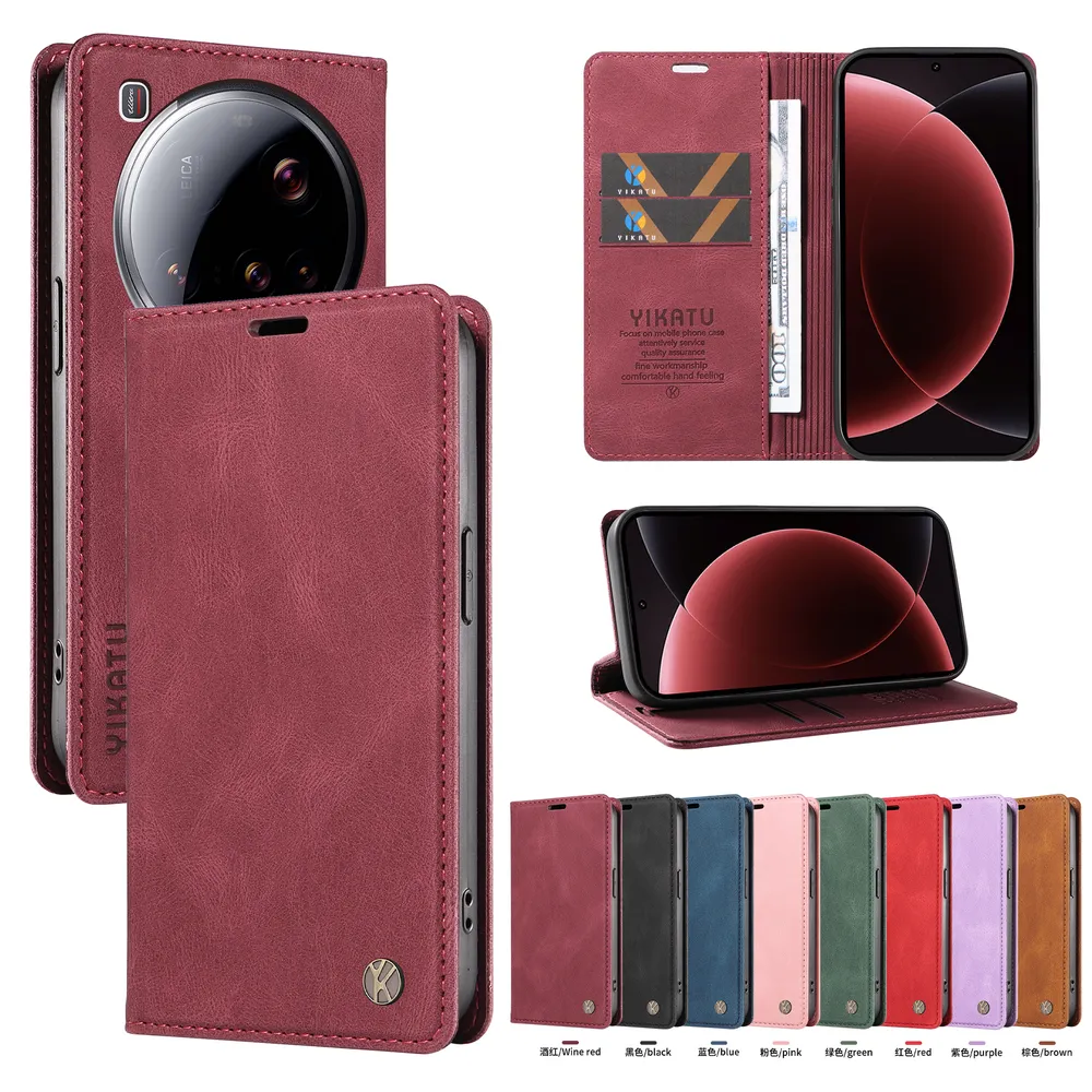 YIKATU YK-004 For Xiaomi 15 Ultra 5G Magnetic Case Skin-touch Leather Stand Wallet Phone Cover 