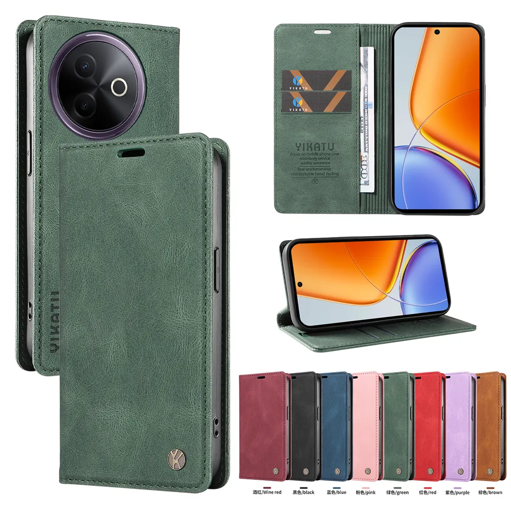 YIKATU YK-004 For VIVO V40 LITE 5G Magnetic Case Skin-touch Leather Stand Wallet Phone Cover 