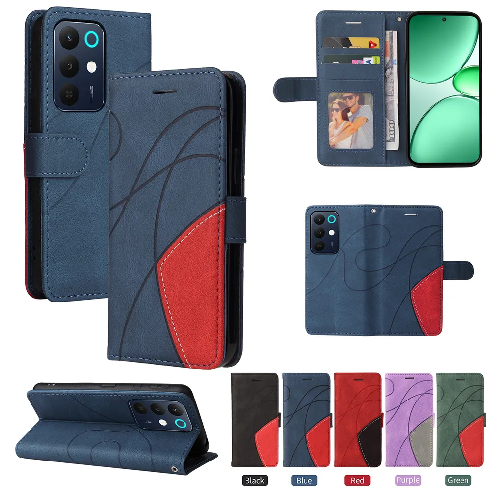 For OPPO Realme C85 5G Double-color Stitching Scratch Resistant Wallet Leather Case 