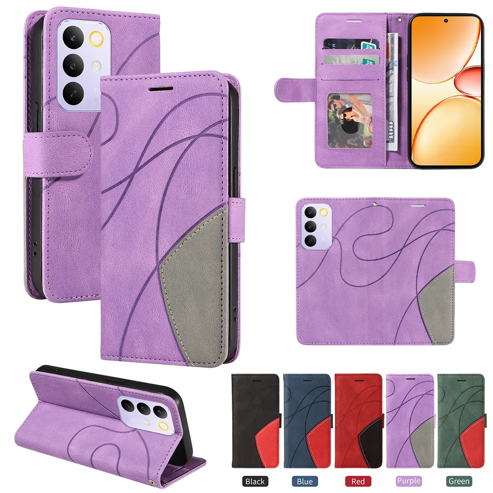 For OPPO Realme C85 Pro 4G Double-color Stitching Scratch Resistant Wallet Leather Case 