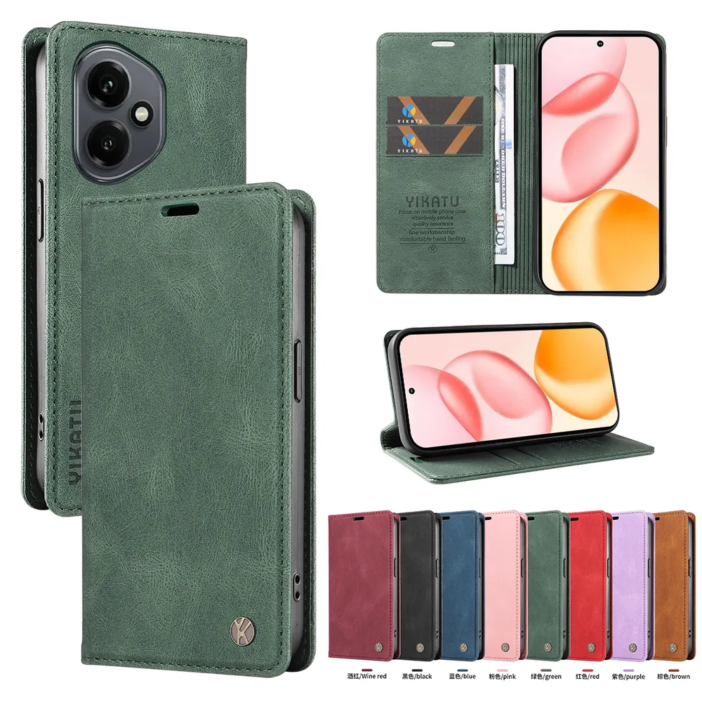 YIKATU YK-004 For Honor 400 5G Magnetic Case Skin-touch Leather Stand Wallet Phone Cover 