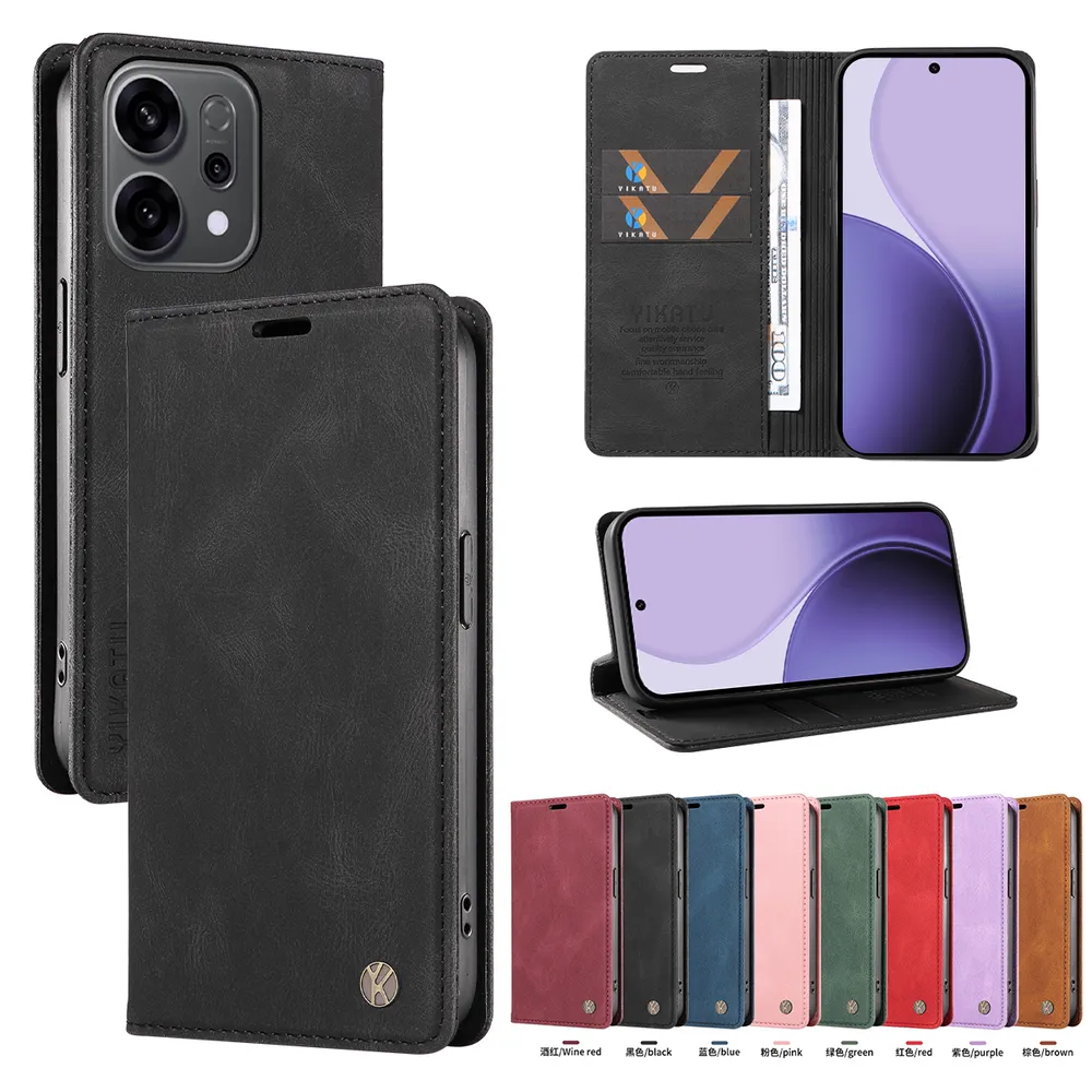 YIKATU YK-004 For OPPO Reno 14 5G Magnetic Case Skin-touch Leather Stand Wallet Phone Cover 