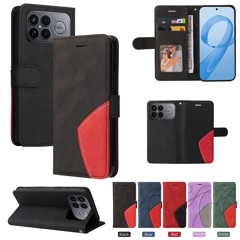 For Xiaomi Redmi K90 Pro Max 5G Double-color Stitching Scratch Resistant Wallet Leather Case 