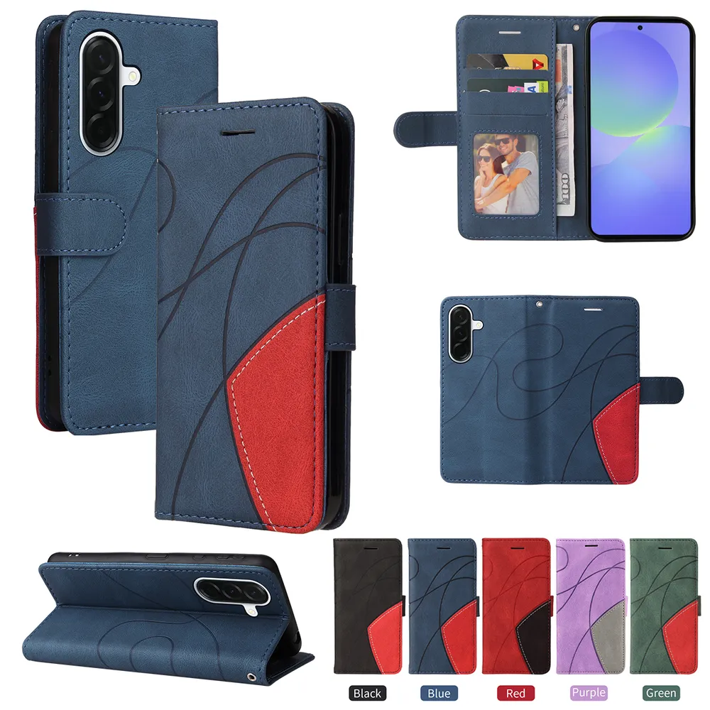 For Samsung Galaxy A37 5G Double-color Stitching Scratch Resistant Wallet Leather Case 