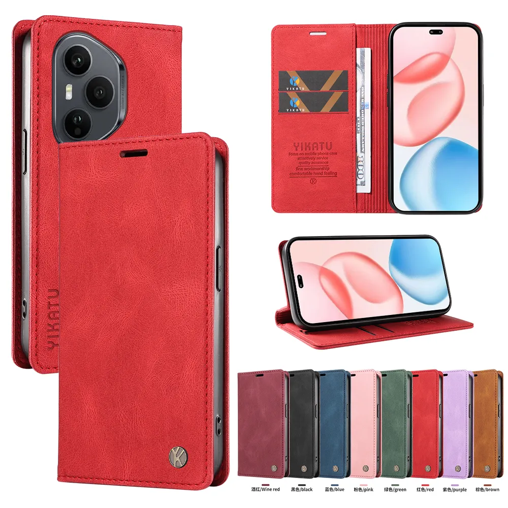 YIKATU YK-004 For Honor 400 Pro 5G Magnetic Case Skin-touch Leather Stand Wallet Phone Cover 
