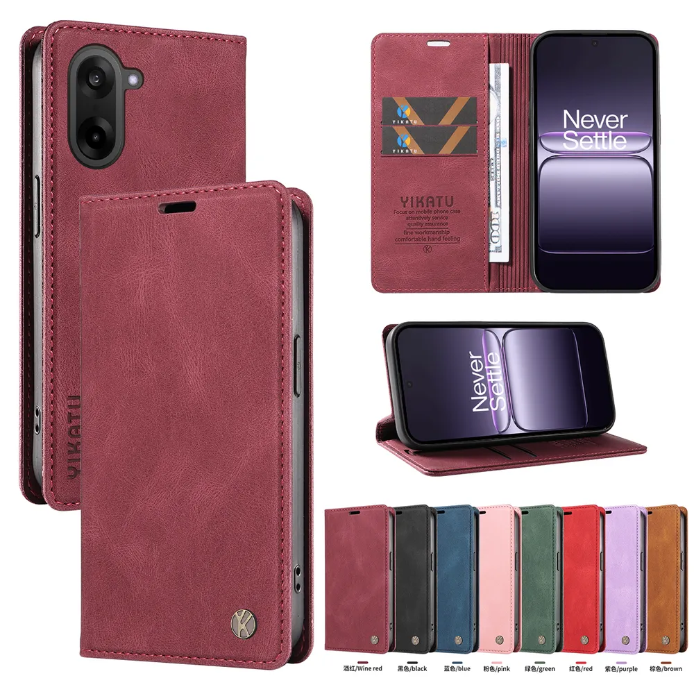 YIKATU YK-004 For Oneplus Ace 5 Racing Magnetic Case Skin-touch Leather Stand Wallet Phone Cover 