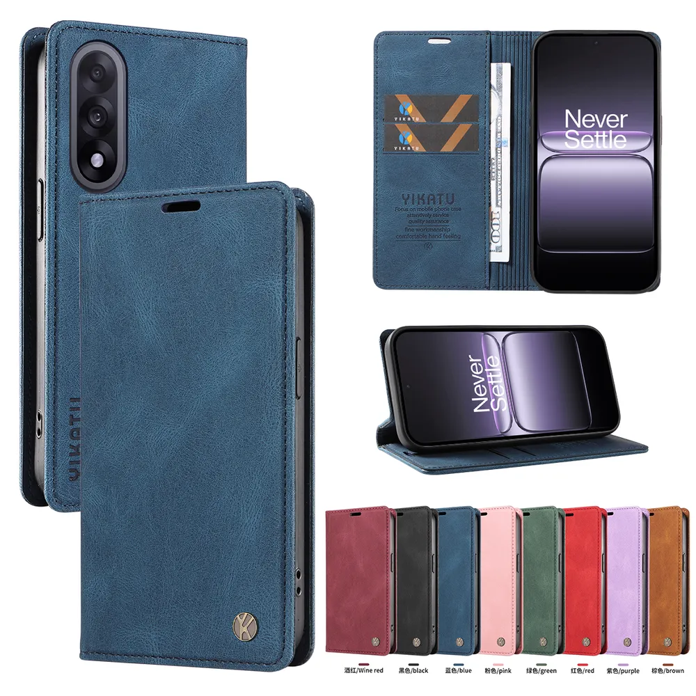 YIKATU YK-004 For Oneplus Ace 5 Ultra Magnetic Case Skin-touch Leather Stand Wallet Phone Cover 