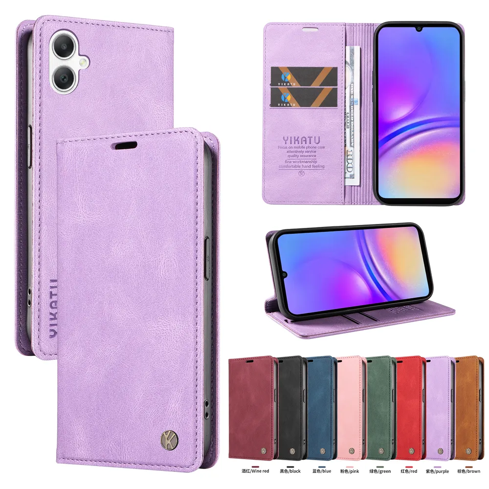 YIKATU YK-004 For Samsung Galaxy A07 5G Magnetic Case Skin-touch Leather Stand Wallet Phone Cover 