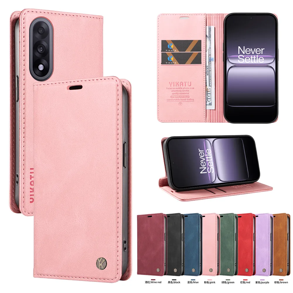 YIKATU YK-004 For Oneplus Nord 5 5G Magnetic Case Skin-touch Leather Stand Wallet Phone Cover 