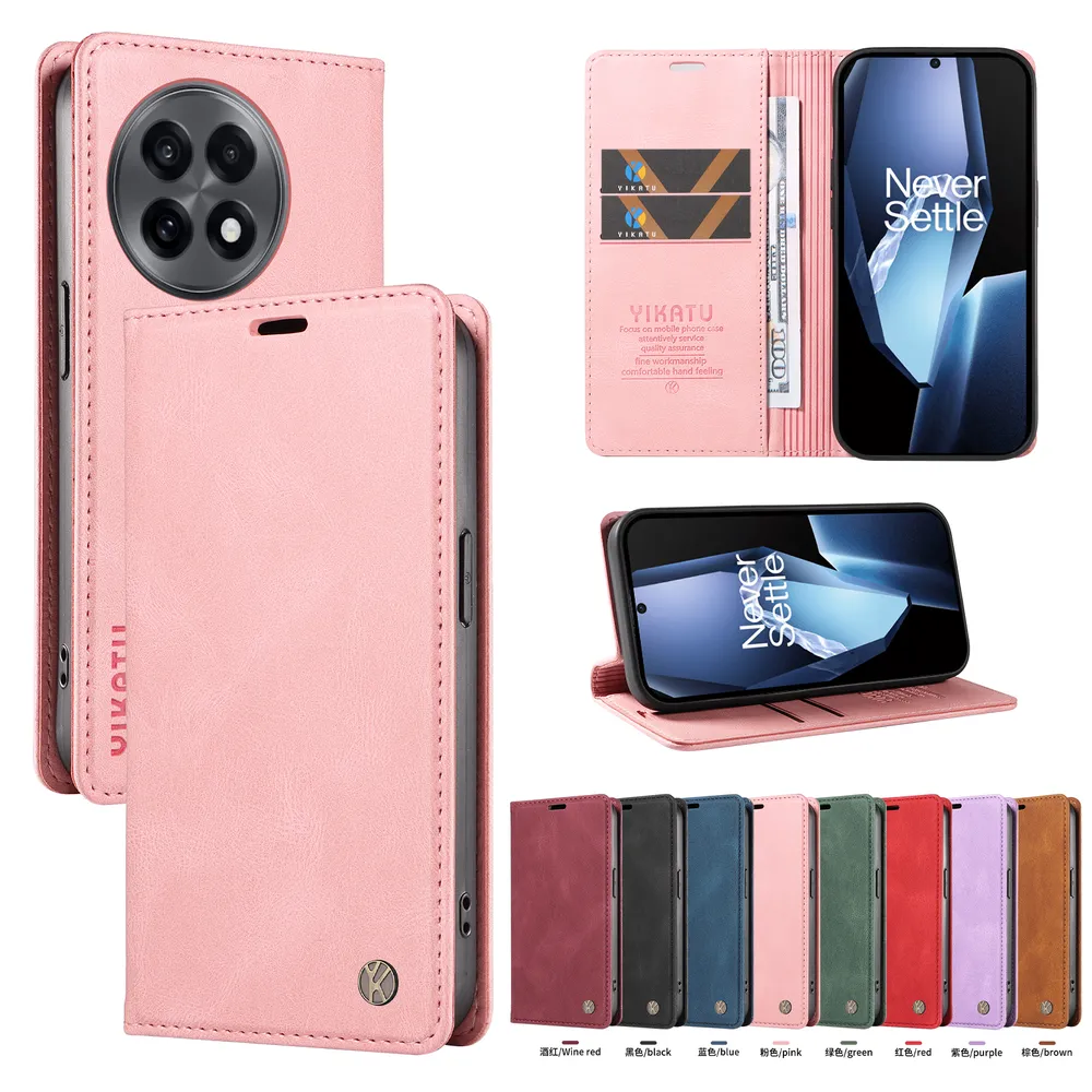 YIKATU YK-004 For Oneplus ACE 5 5G Magnetic Case Skin-touch Leather Stand Wallet Phone Cover 
