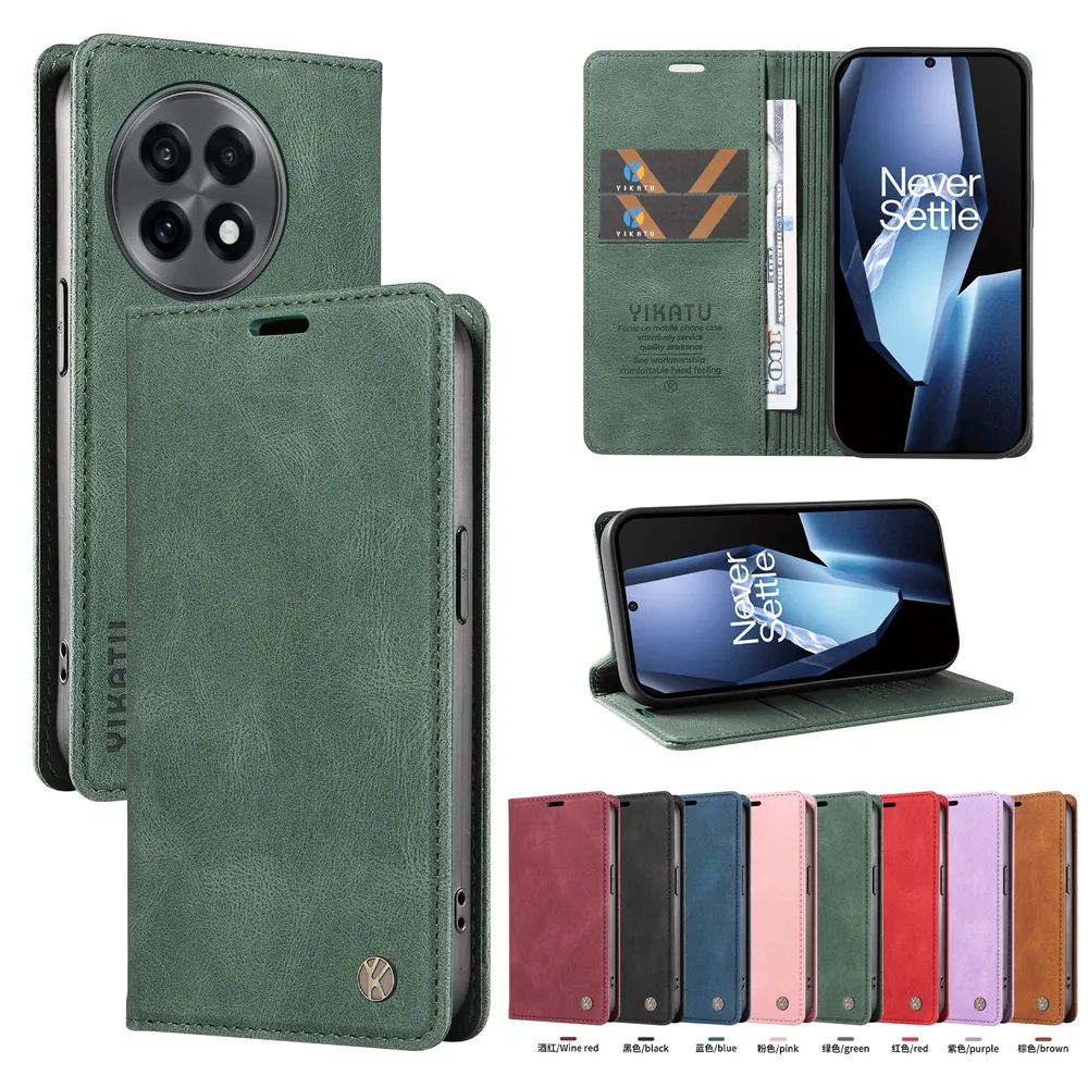 YIKATU YK-004 For Oneplus ACE 5 Pro 5G Magnetic Case Skin-touch Leather Stand Wallet Phone Cover 